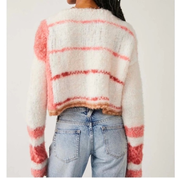 Free People Medium Sweater Emerson Pullover in Champagne Dream Combo NWT - Picture 3 of 11